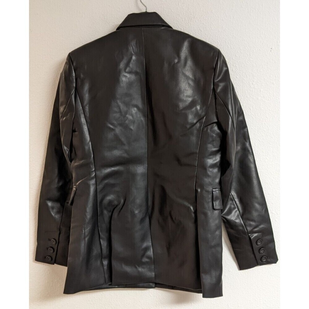 NEW~Cabi # 4495 "James Jacket" Black Faux Leather Vegan Blazer Jacket Small - Picture 12 of 16